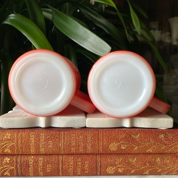 Pair of Vintage Federal Glass Calico Floral Mugs - 1950s USA Rare Tea Coffee Set - Picture 8 of 11